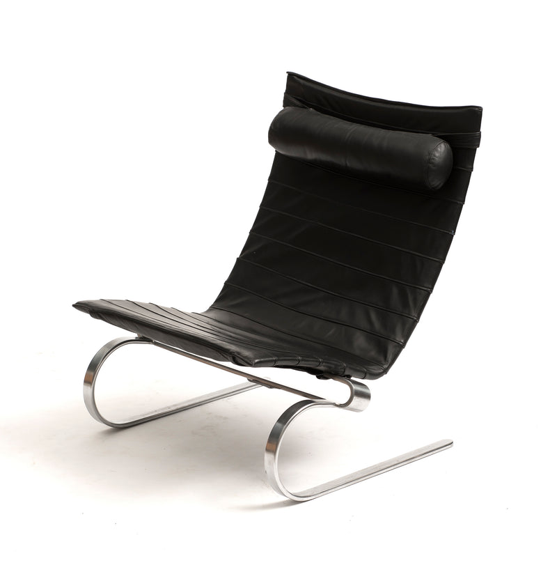Pair of PK20 Lounge Chairs by Poul Kjærholm in Black Leather, 1980s