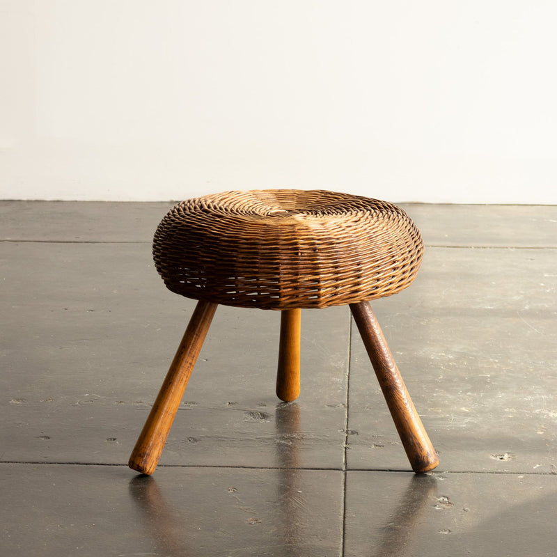 Tony Paul Stool Wicker Stool, USA 1950s
