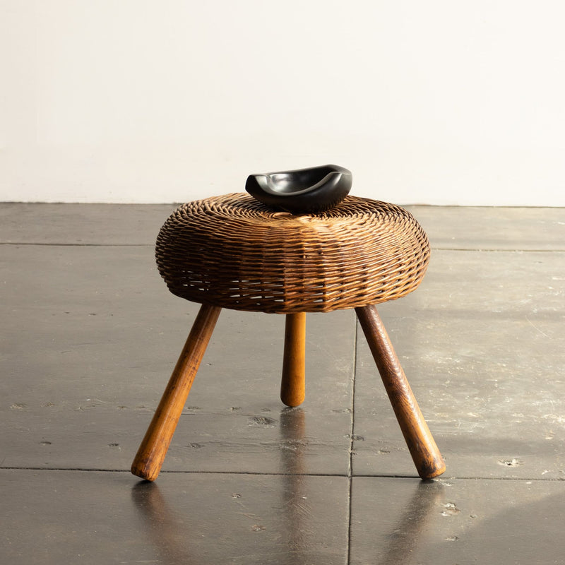 Tony Paul Stool Wicker Stool, USA 1950s