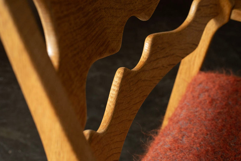 Pair of Oak Razorblade Chairs by Henning Kjaernulf, Denmark 1960s