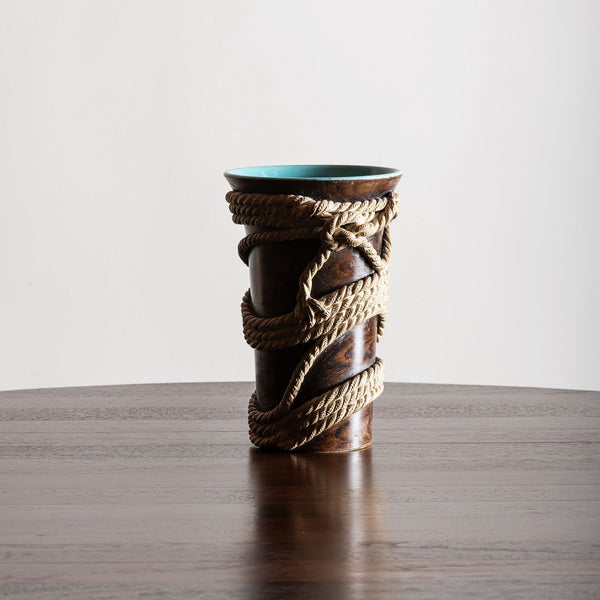 Ugo Zaccagnini Ceramic Vase with Faux Rope Detail for Zaccagnini Ceramiche, Italy, 1940s