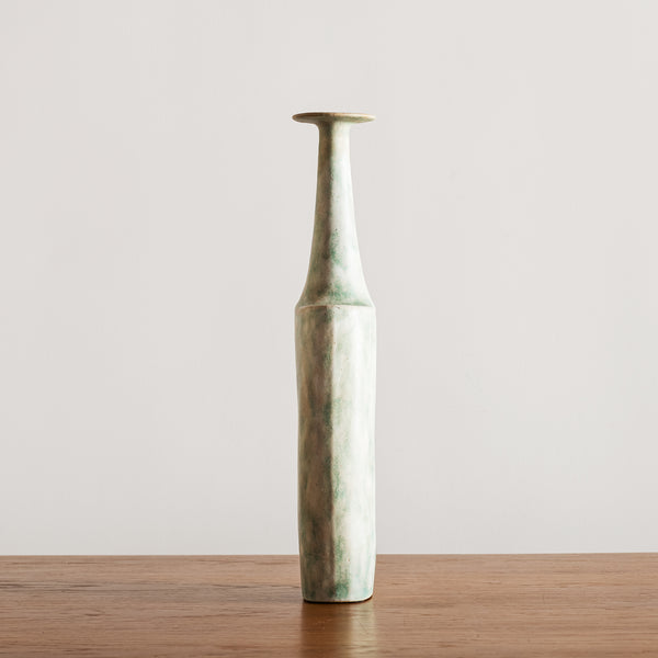 Bruno Gambone Green Bottle-Form Vase, Italy, 1970s