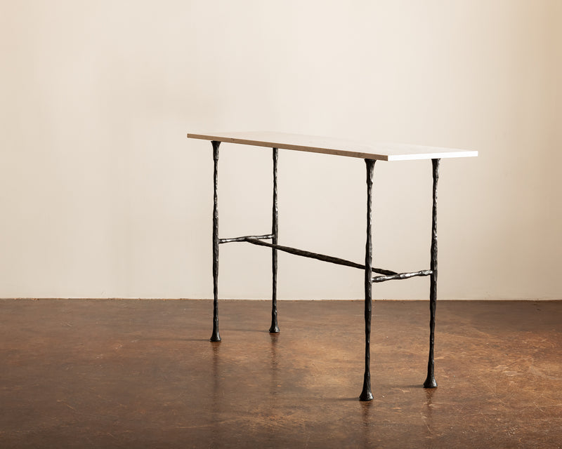 DA Console Table Designed by Lauren Hunt in Blackened Bronze and Carrara Marble