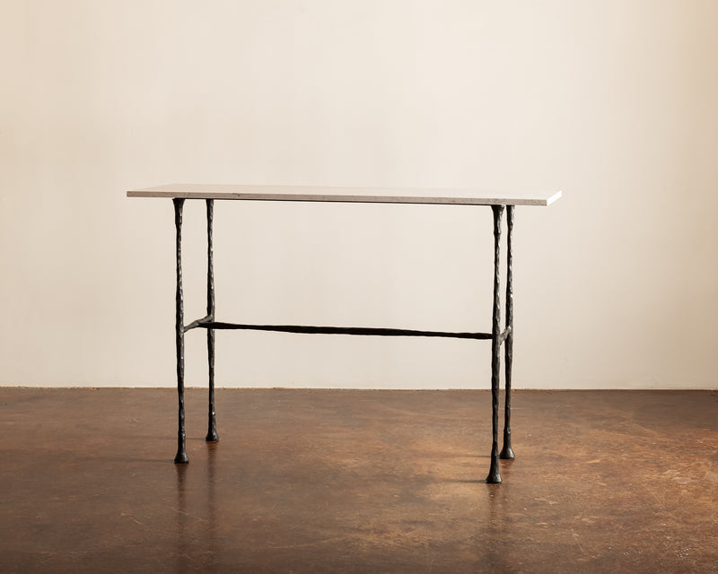 DA Console Table Designed by Lauren Hunt in Blackened Bronze and Carrara Marble