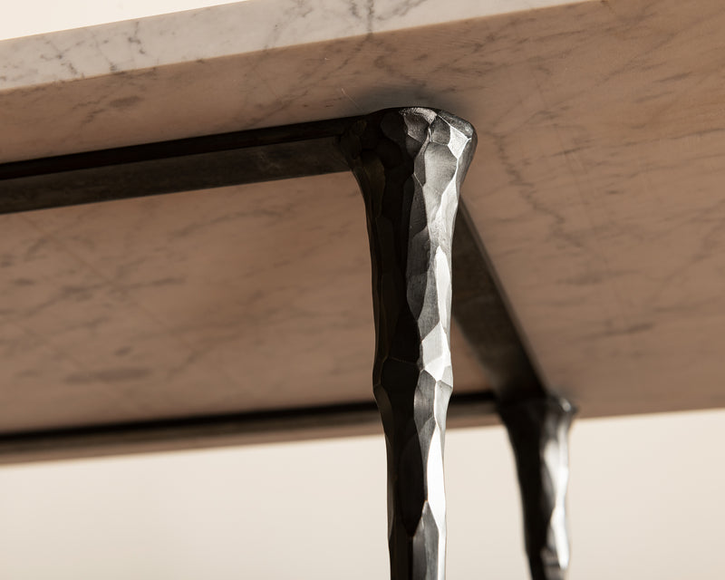 DA Console Table Designed by Lauren Hunt in Blackened Bronze and Carrara Marble