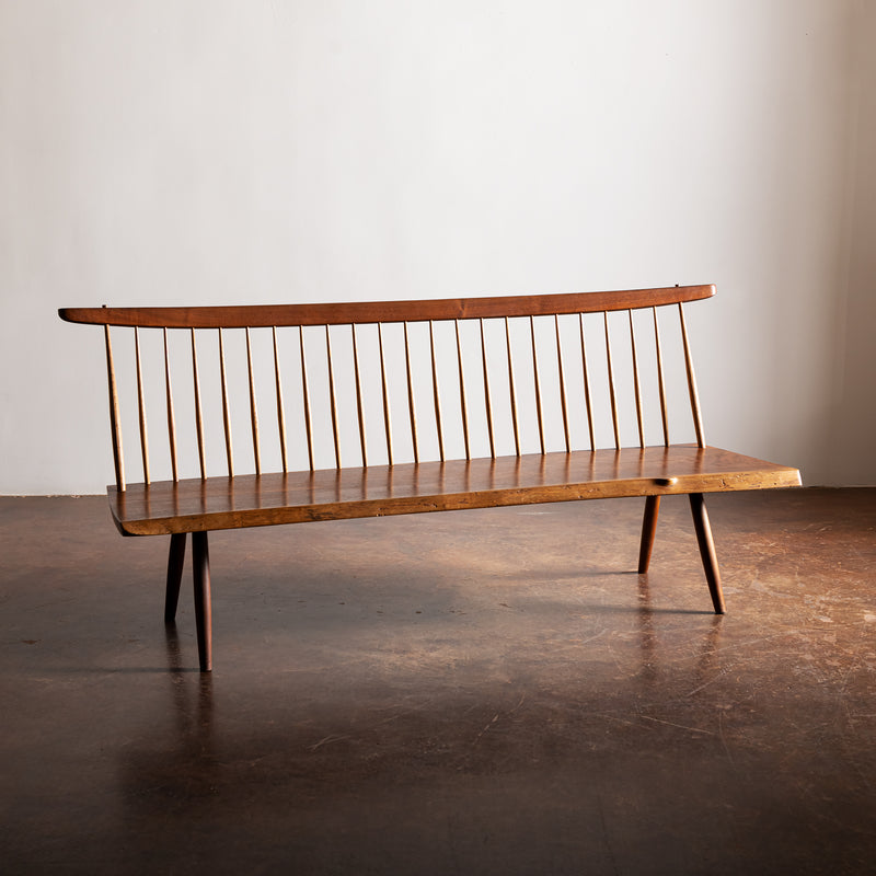 George Nakashima Free Edge Walnut Bench with Back, 1976