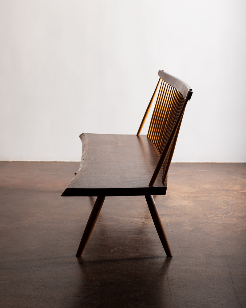 George Nakashima Free Edge Walnut Bench with Back, 1976
